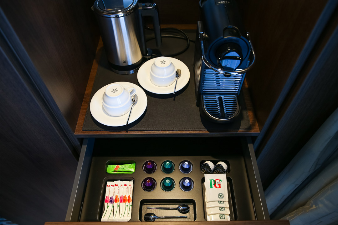  You can enjoy personal coffee and tea-making facilities in your stateroom. 