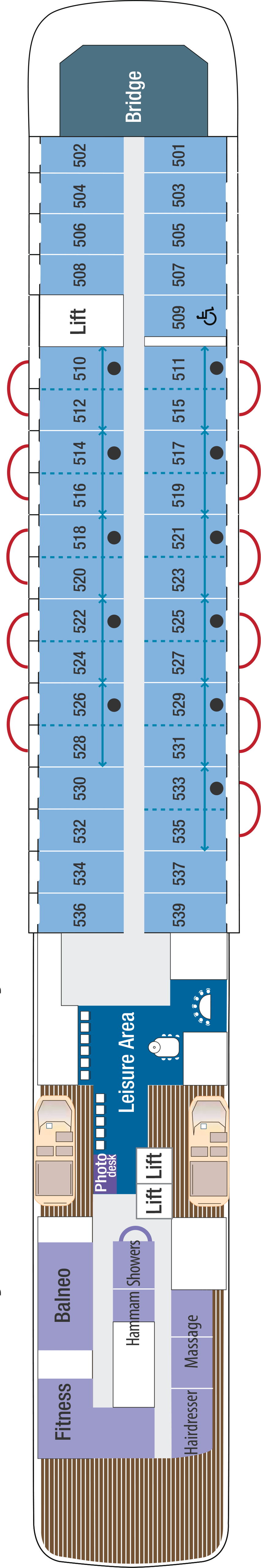 Deck 5 deck plan for L'Austral