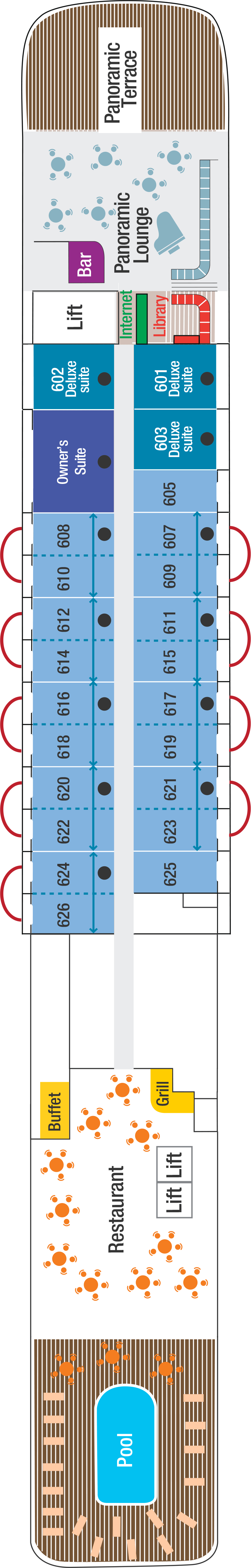 Deck 6 deck plan for L'Austral
