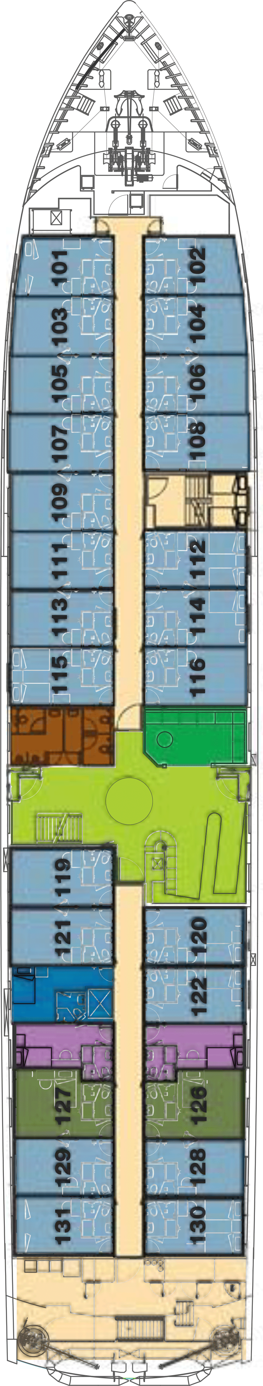 Horizon (Deck 2) deck plan for Santa Cruz II