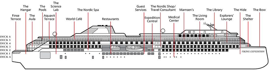Where Deck A is on Viking Octantis