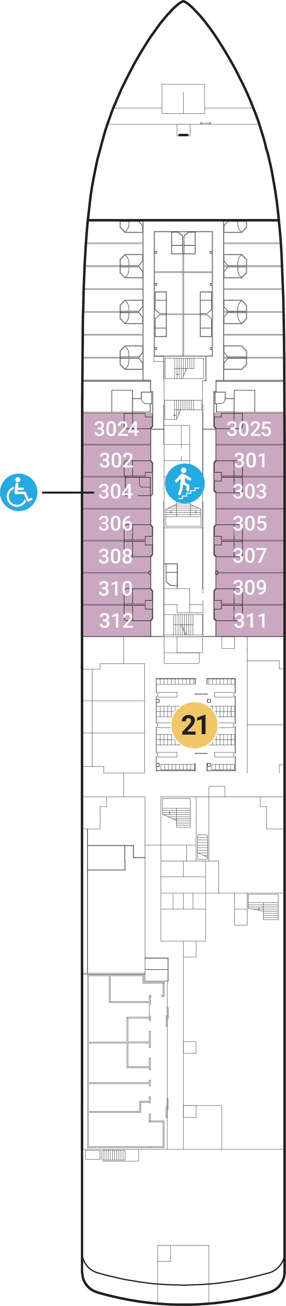 Deck 3 deck plan for World Voyager