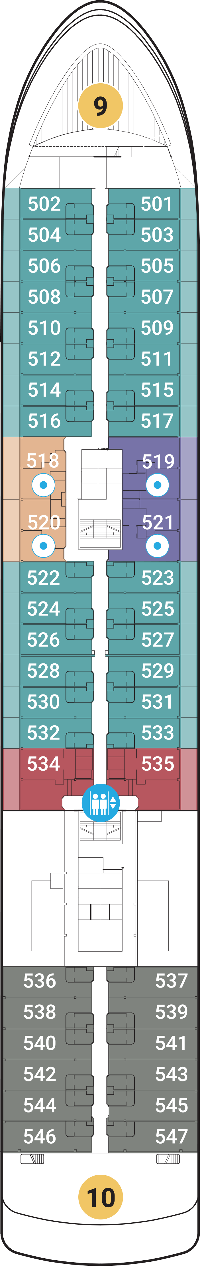 Deck 5 deck plan for World Voyager