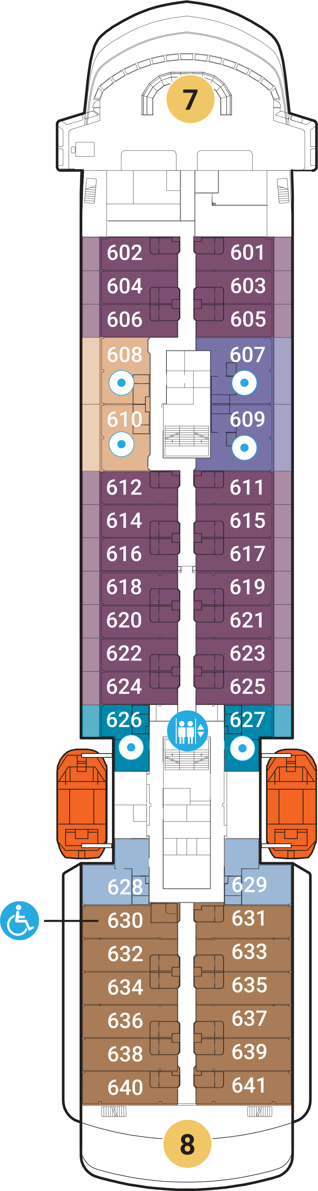 Deck 6 deck plan for World Voyager