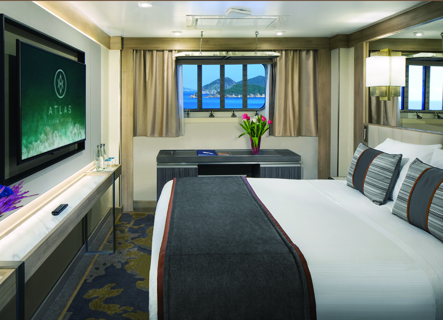 Adventure Oceanview Stateroom - Bedroom. *Photo from World Navigator and used for informational purposes only.