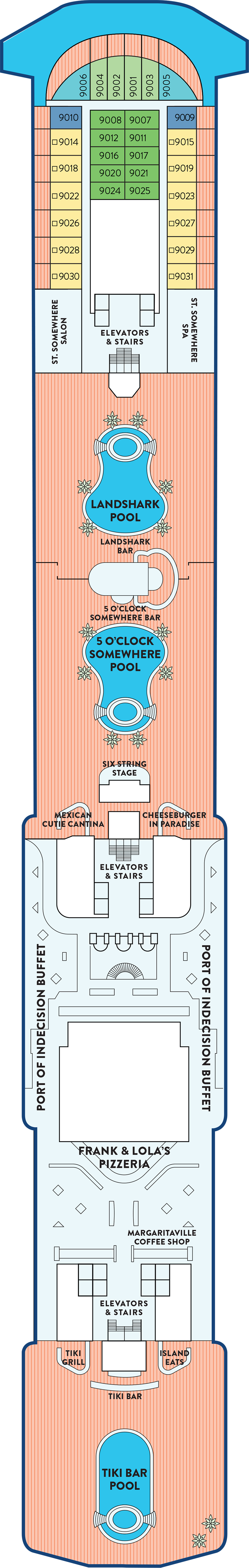 5 o'Clock Somewhere (Deck 9) deck plan for Margaritaville Islander