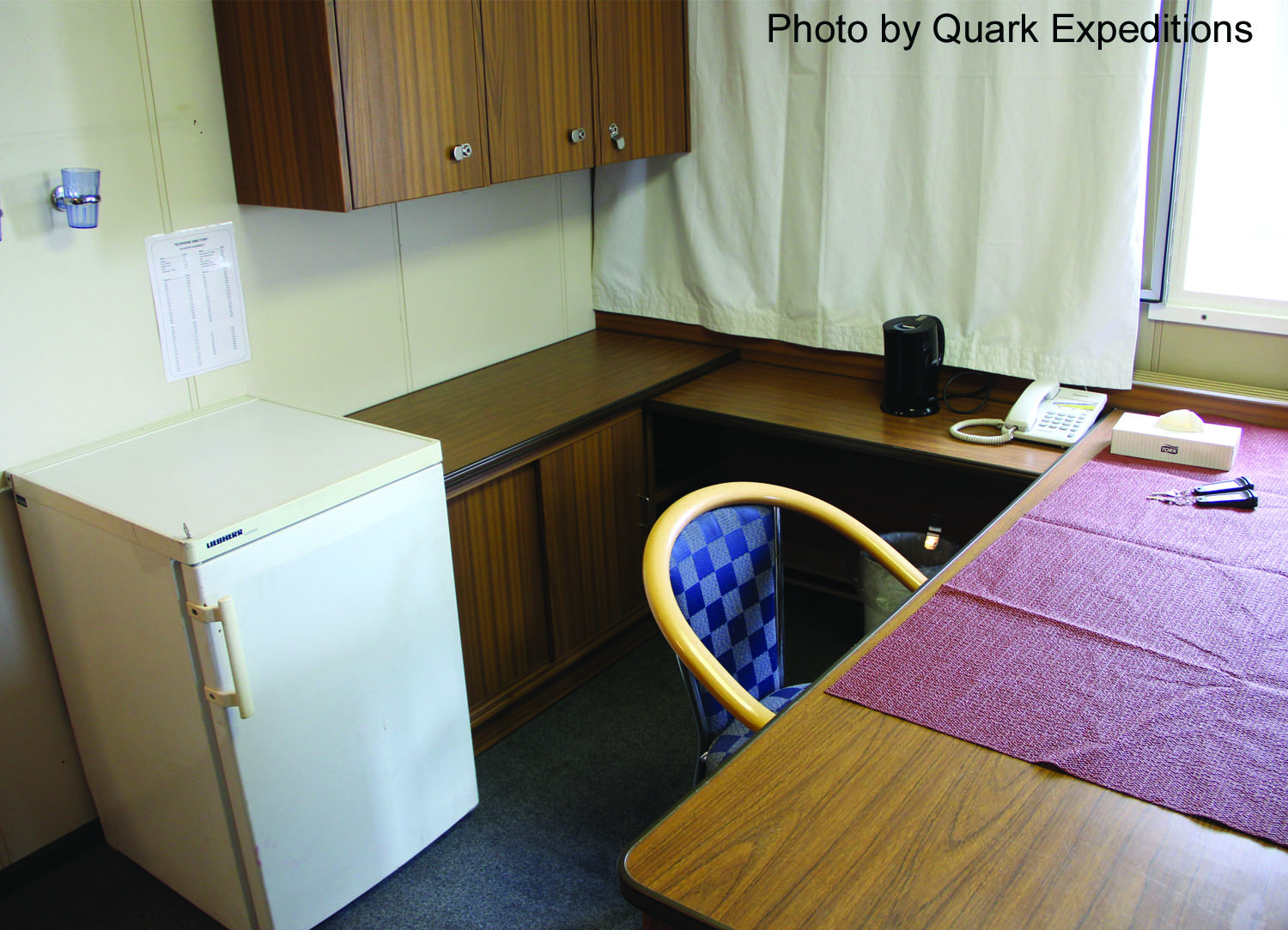 The Corner Suite aboard <em>Kapitan Khlebnikov</em> comes with a refrigerator.