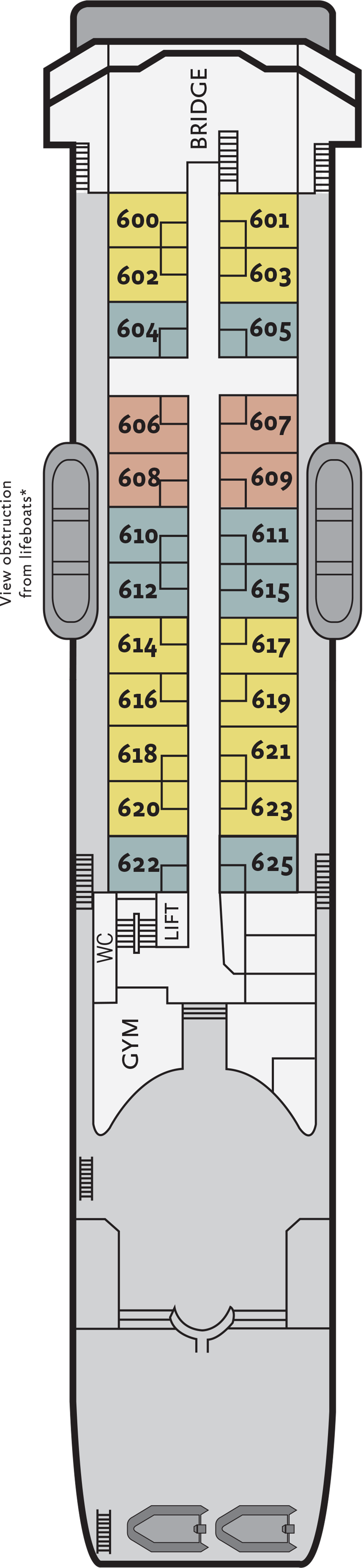 Captain's Deck (Deck 4) deck plan for Ocean Diamond