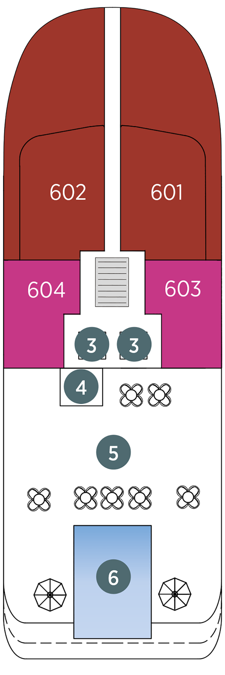 Pool Deck (Deck 6) deck plan for Emerald Azzurra