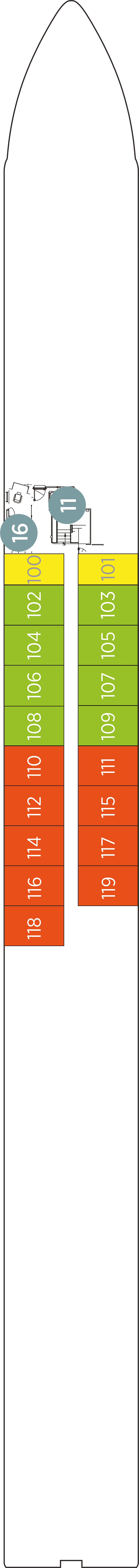 Riviera Deck (Deck 1) deck plan for Emerald Destiny