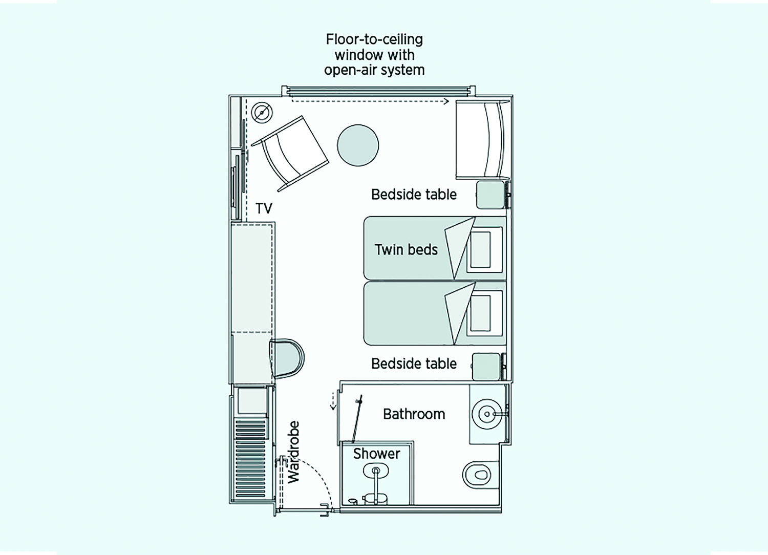 Emerald Panorama Balcony Suite - Room Schematic