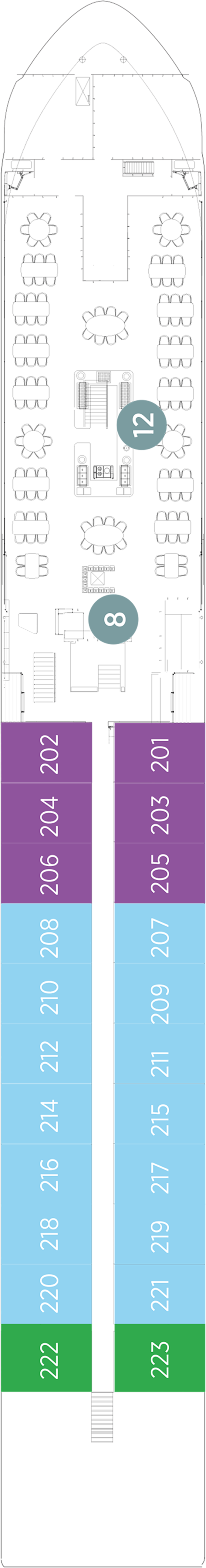 Vista Deck (Deck 2) deck plan for Emerald Radiance