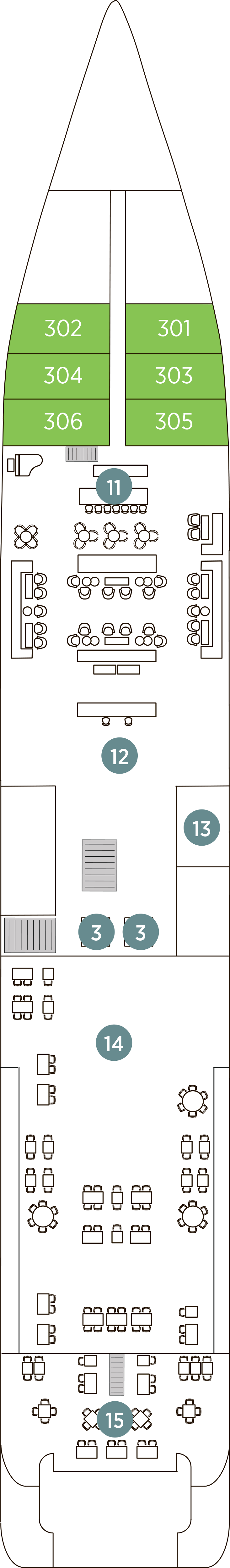 Emerald Deck (Deck 3) deck plan for Emerald Sakara