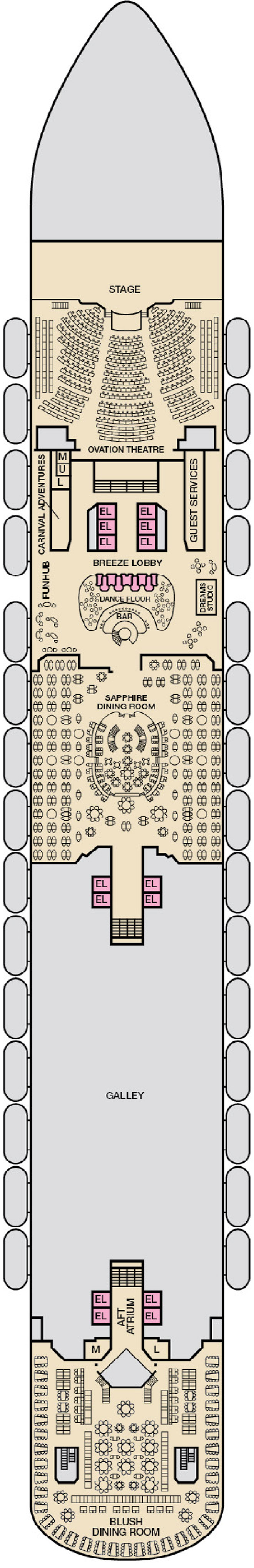 Lobby (Deck 3) deck plan for Carnival Breeze