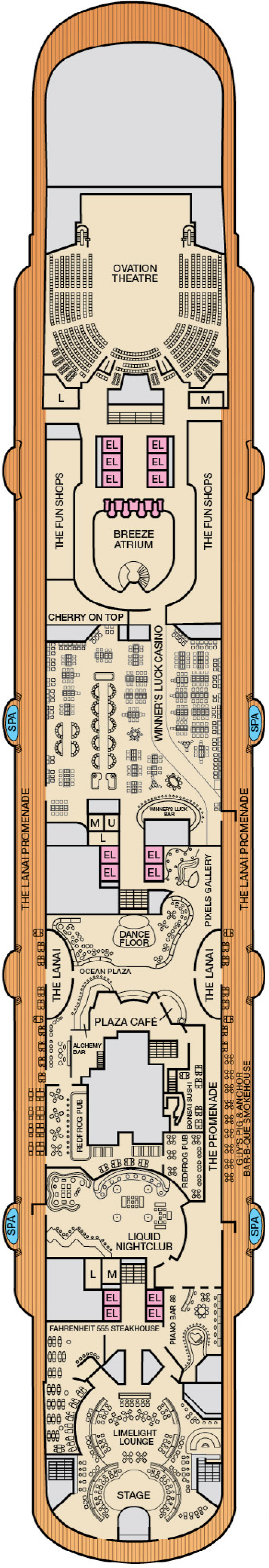 Promenade (Deck 5) deck plan for Carnival Breeze