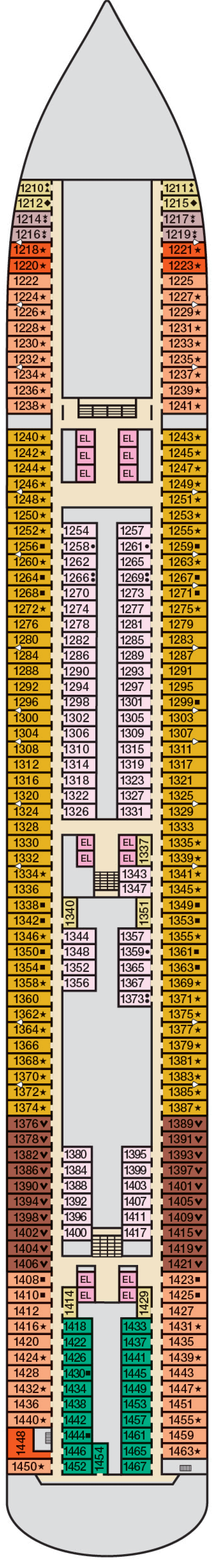 Deck 1 deck plan for Carnival Breeze