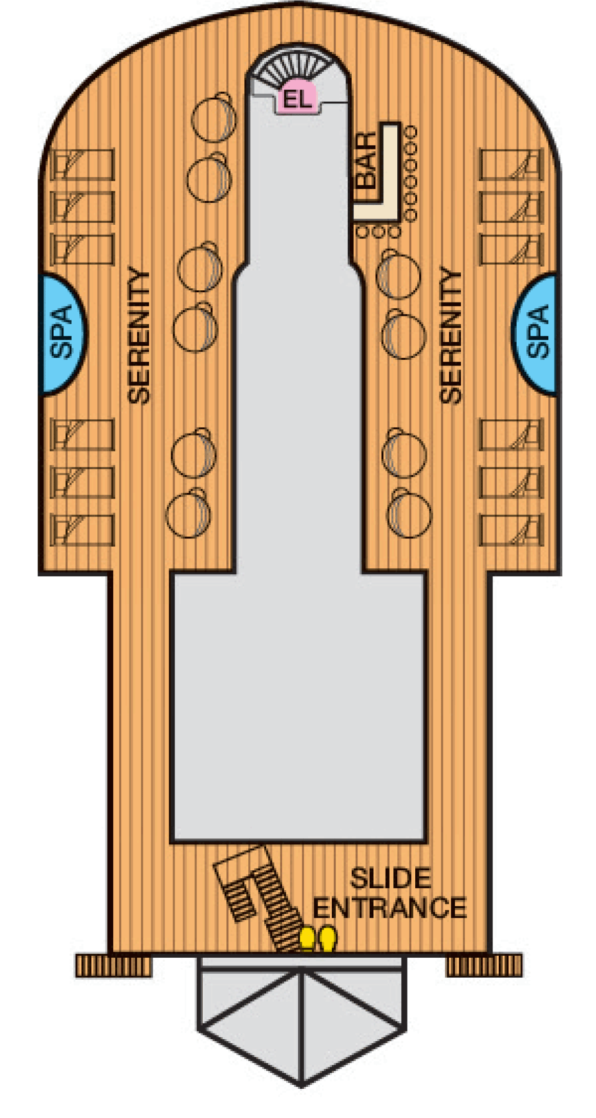Serenity (Deck 15) deck plan for Carnival Breeze