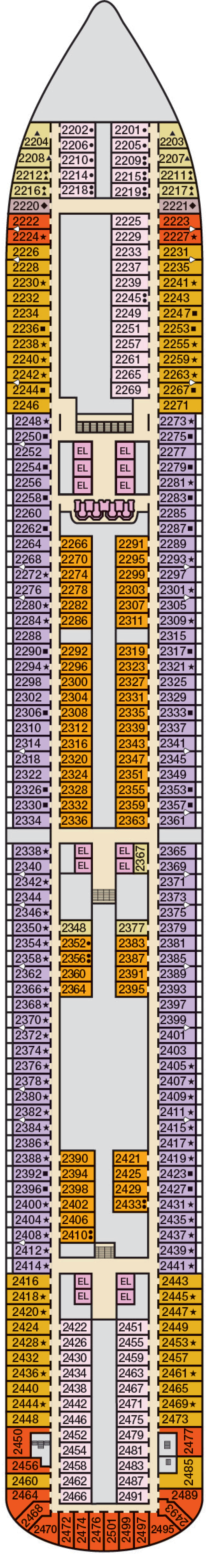 Deck 2 deck plan for Carnival Breeze