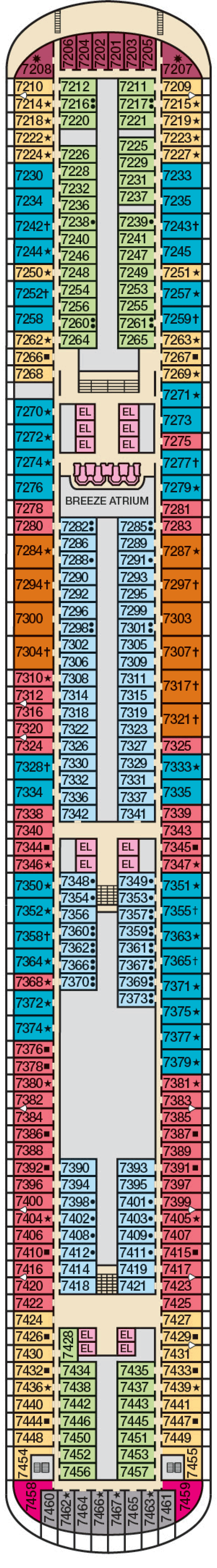 Deck 7 deck plan for Carnival Breeze