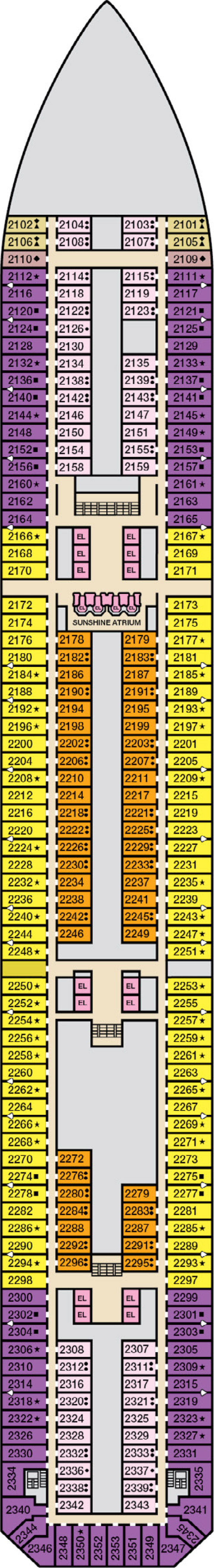Main (Deck 2) deck plan for Carnival Sunshine