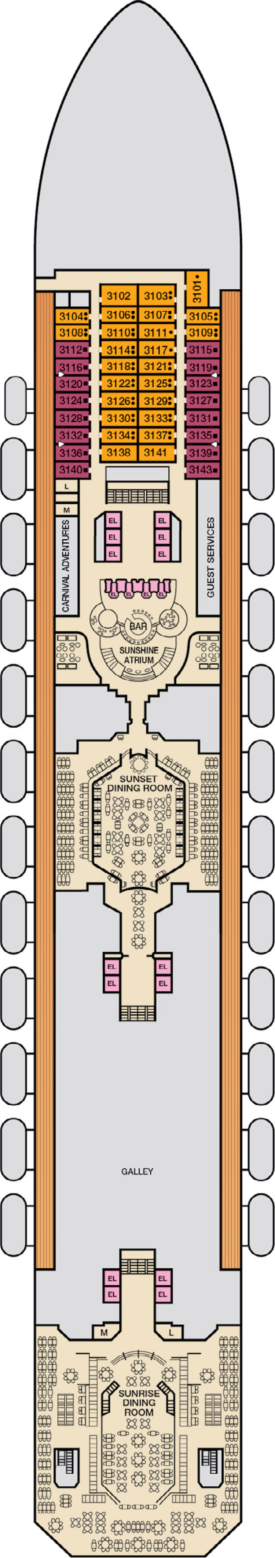 Lobby (Deck 3) deck plan for Carnival Sunshine