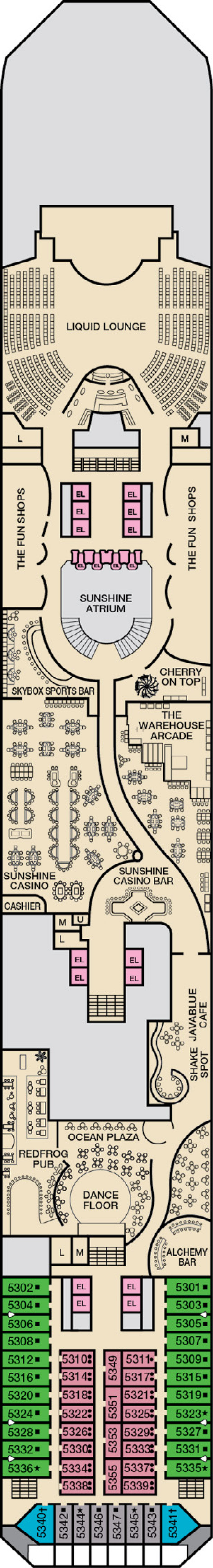 Promenade (Deck 5) deck plan for Carnival Sunshine
