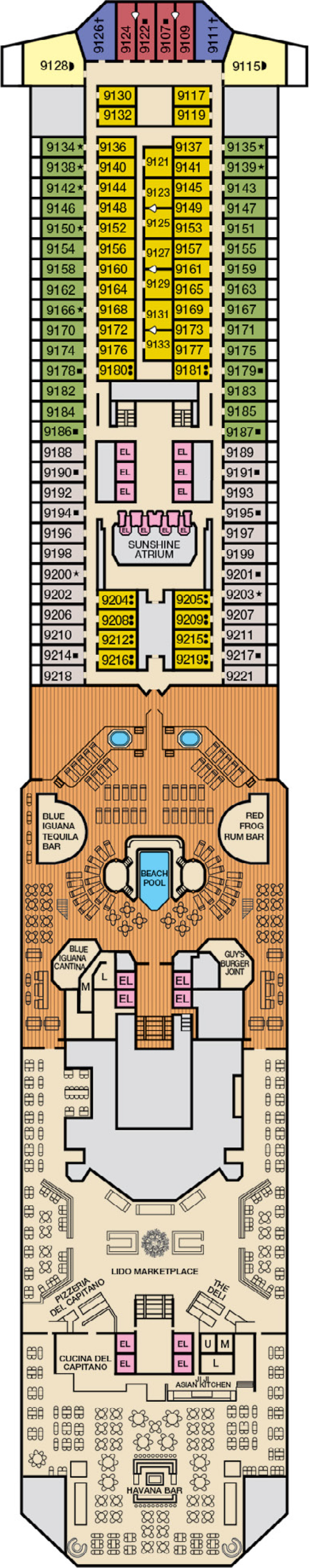 Lido (Deck 9) deck plan for Carnival Sunshine
