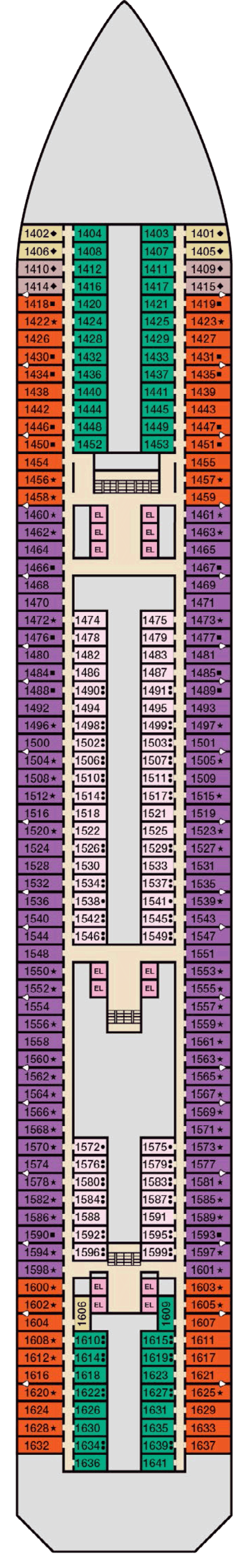 Deck 1 deck plan for Carnival Sunshine