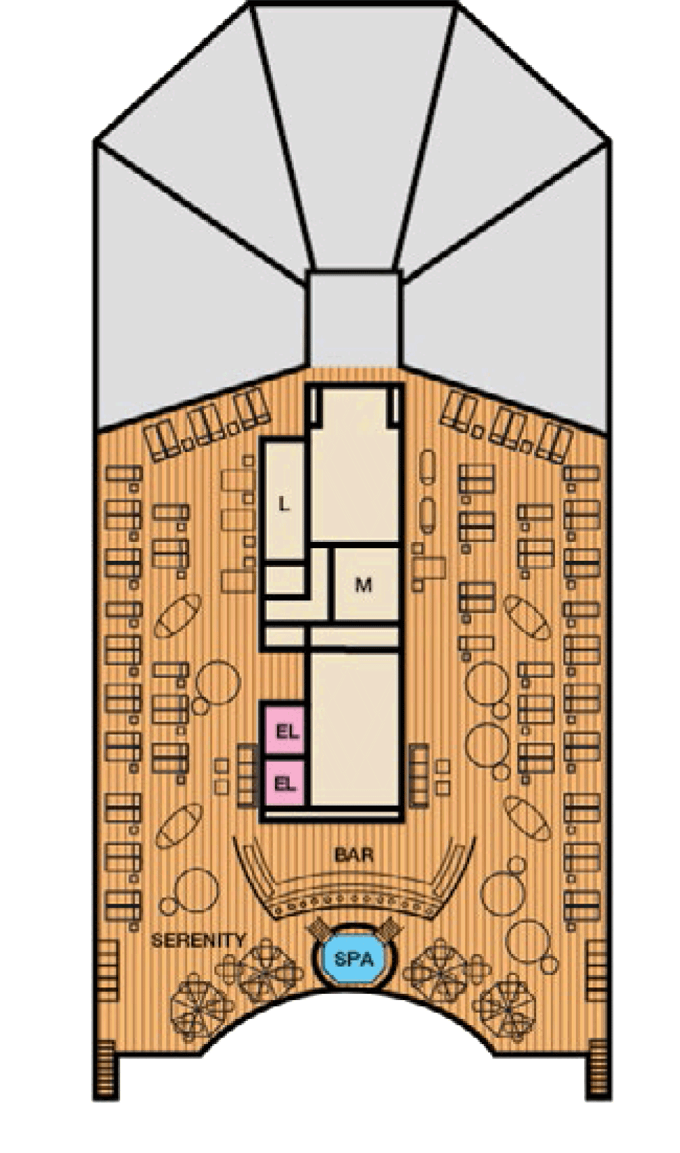 Serenity (Deck 14) deck plan for Carnival Sunshine