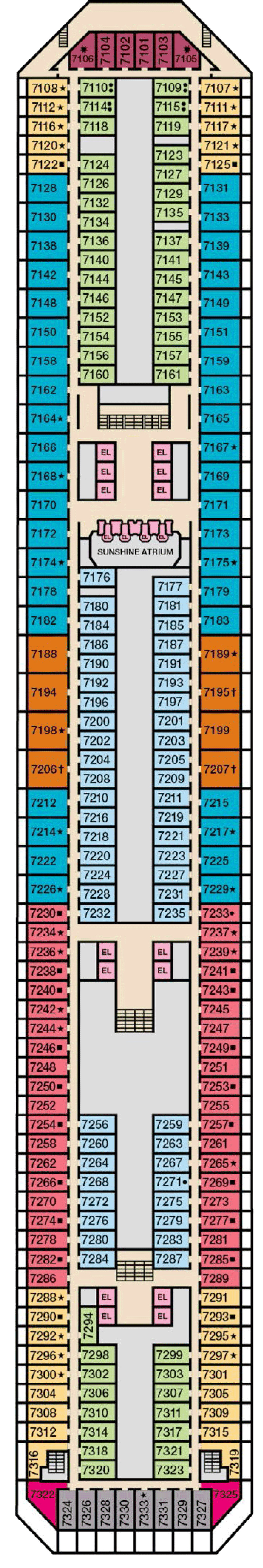 Deck 7 deck plan for Carnival Sunshine