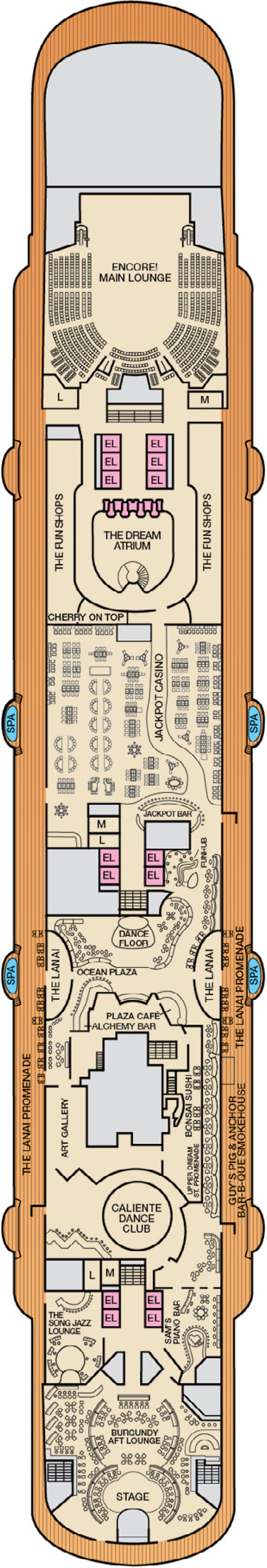 Promenade (Deck 5) deck plan for Carnival Dream