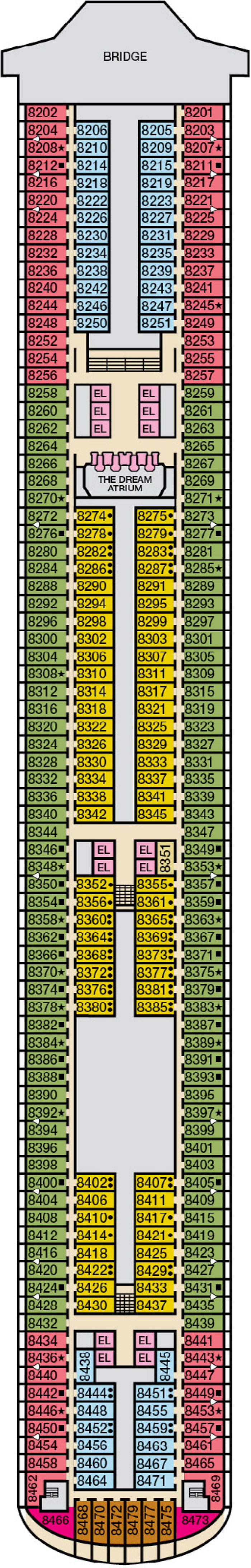 Verandah (Deck 8) deck plan for Carnival Dream