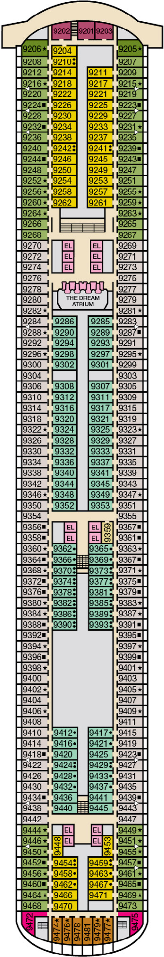 Vista (Deck 9) deck plan for Carnival Dream