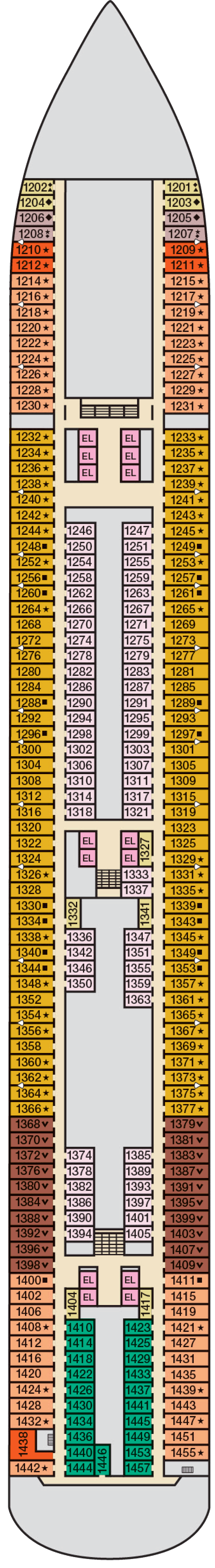 Riviera (Deck 1) deck plan for Carnival Dream