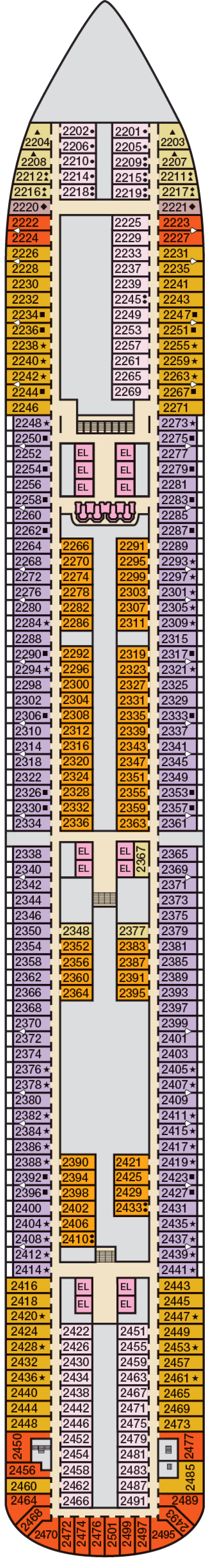 Main (Deck 2) deck plan for Carnival Dream