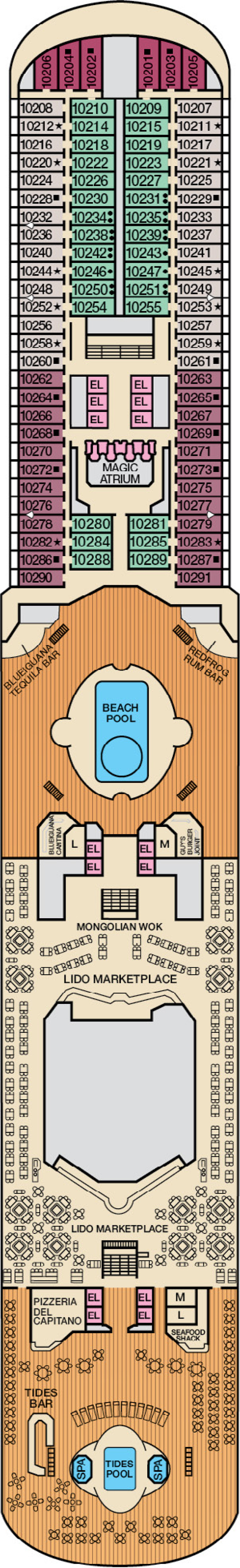 Lido (Deck 10) deck plan for Carnival Magic