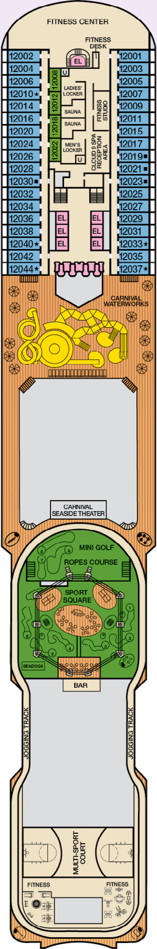 Spa & Sports (Deck 12) deck plan for Carnival Magic