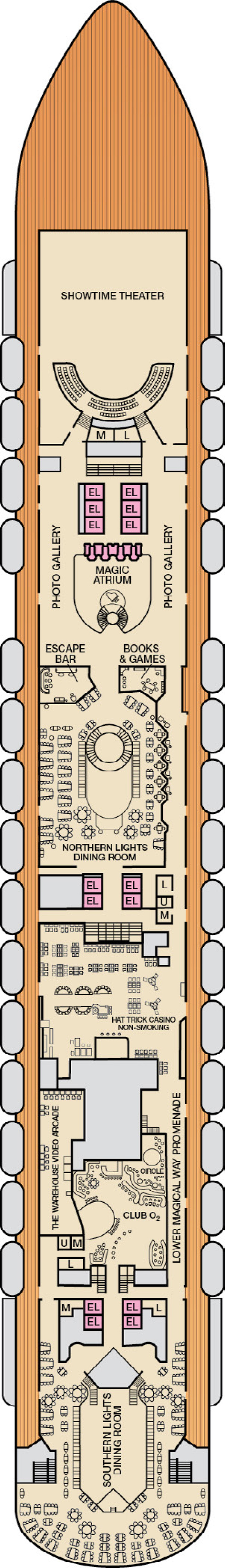 Mezzanine (Deck 4) deck plan for Carnival Magic