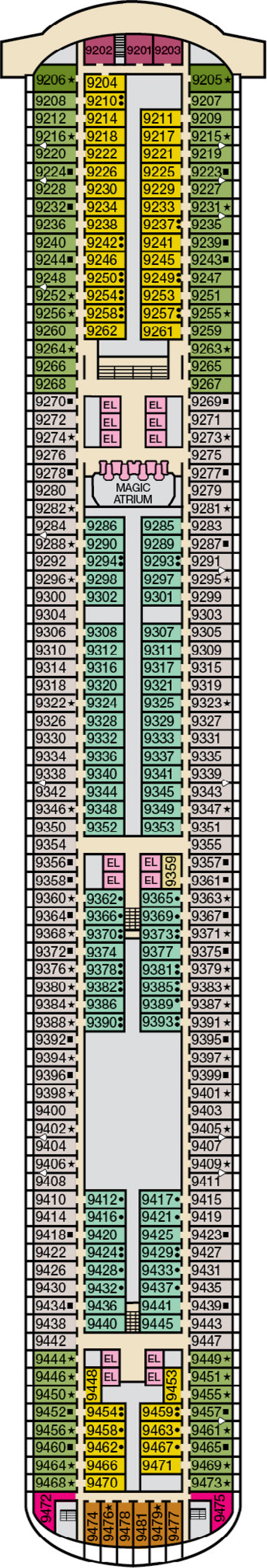 Deck 9 deck plan for Carnival Magic