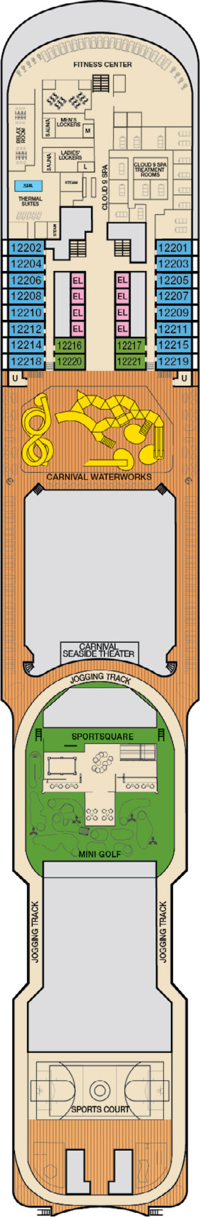 Deck 12 deck plan for Carnival Vista