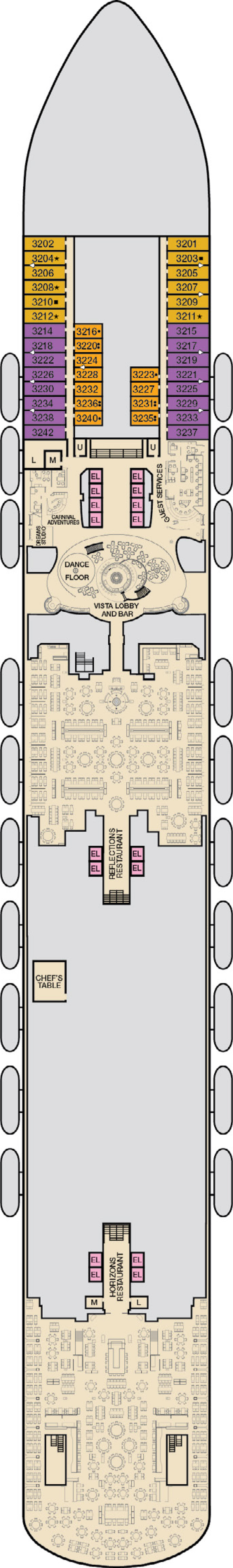 Lobby (Deck 3) deck plan for Carnival Vista