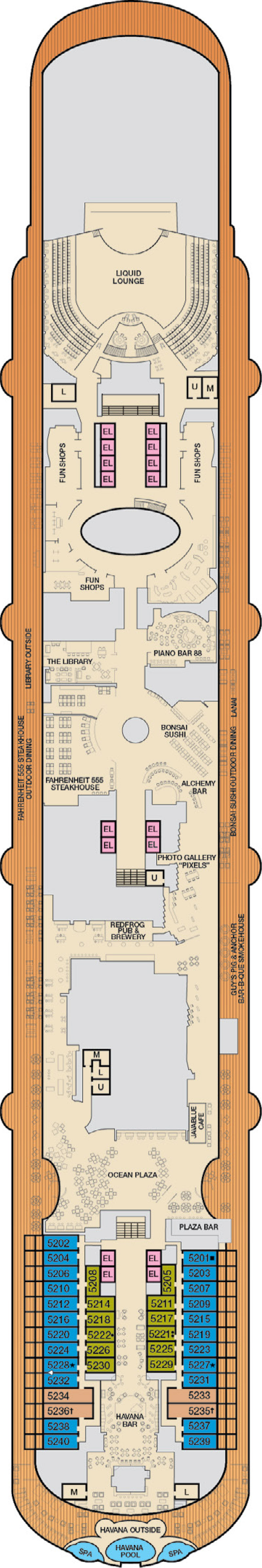 Promenade (Deck 5) deck plan for Carnival Vista