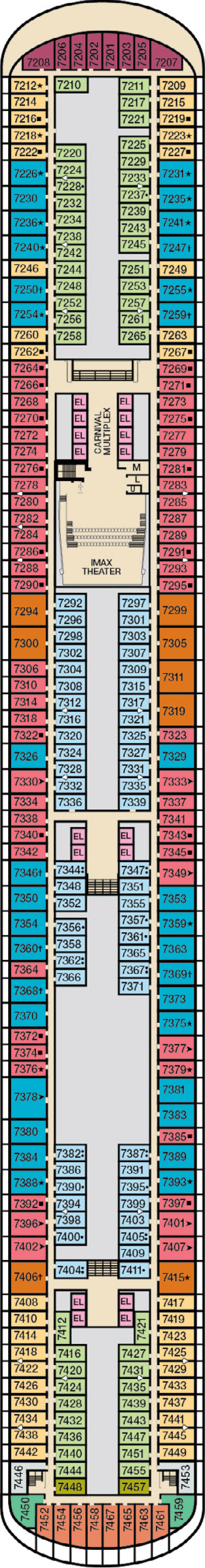 Deck 7 deck plan for Carnival Vista
