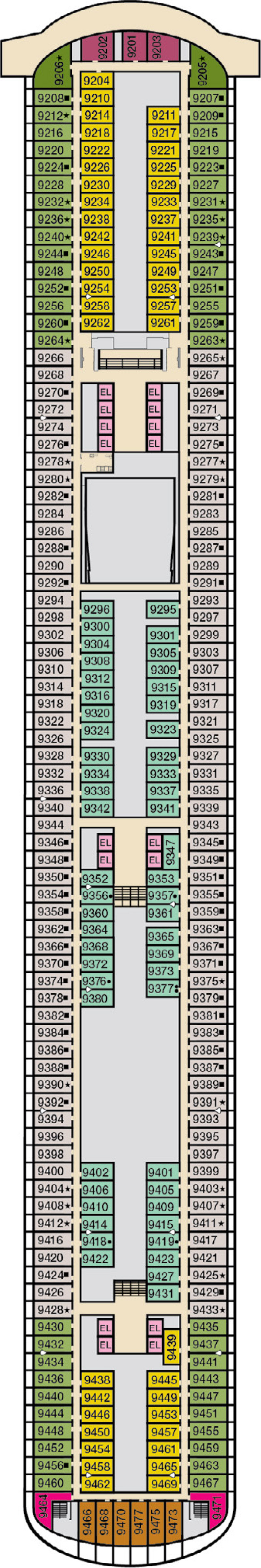 Deck 9 deck plan for Carnival Vista