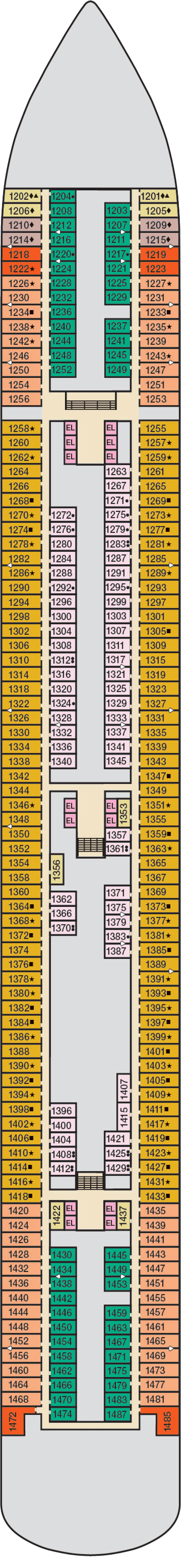 Deck 1 deck plan for Carnival Vista