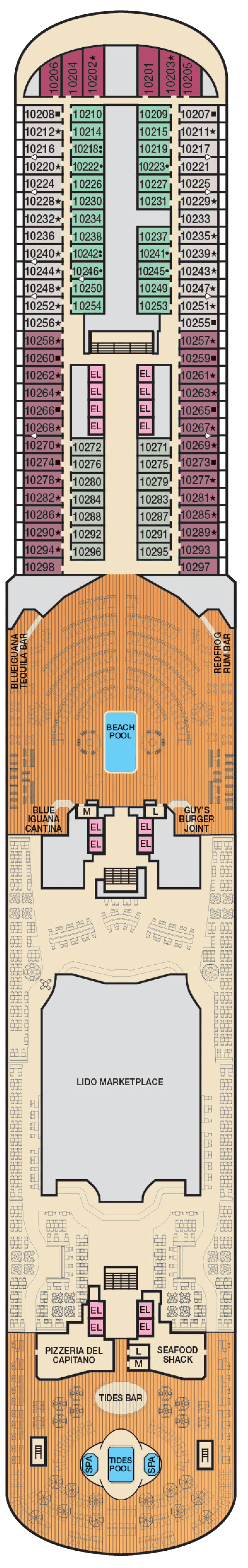 Lido (Deck 10) deck plan for Carnival Panorama