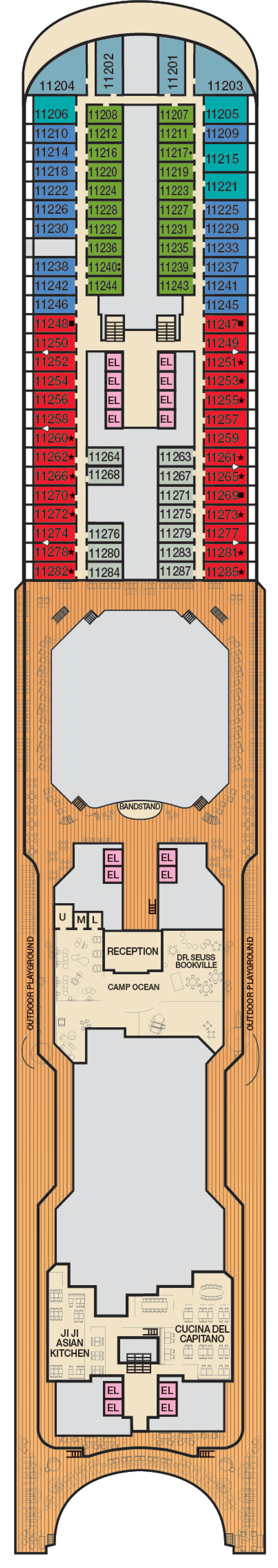 Deck 11 deck plan for Carnival Panorama