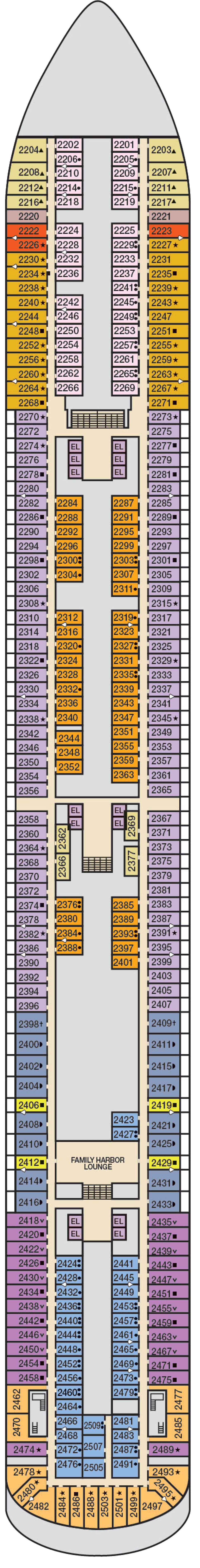 Deck 2 deck plan for Carnival Vista