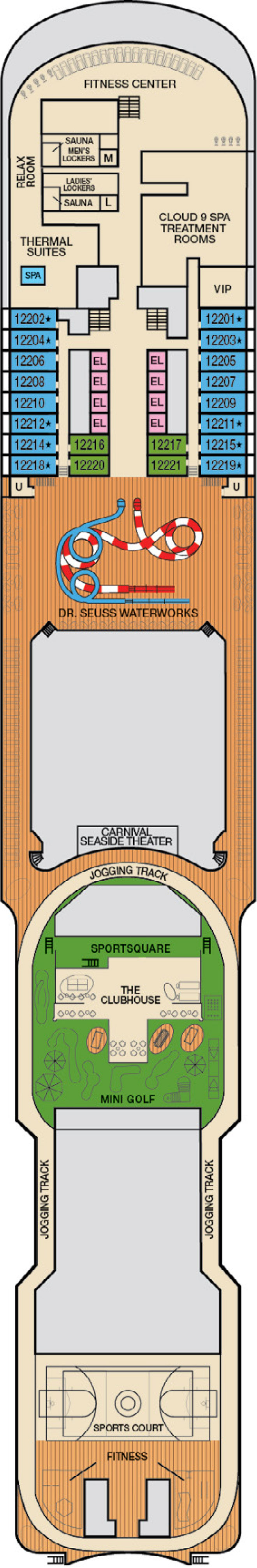 Deck 12 deck plan for Carnival Horizon