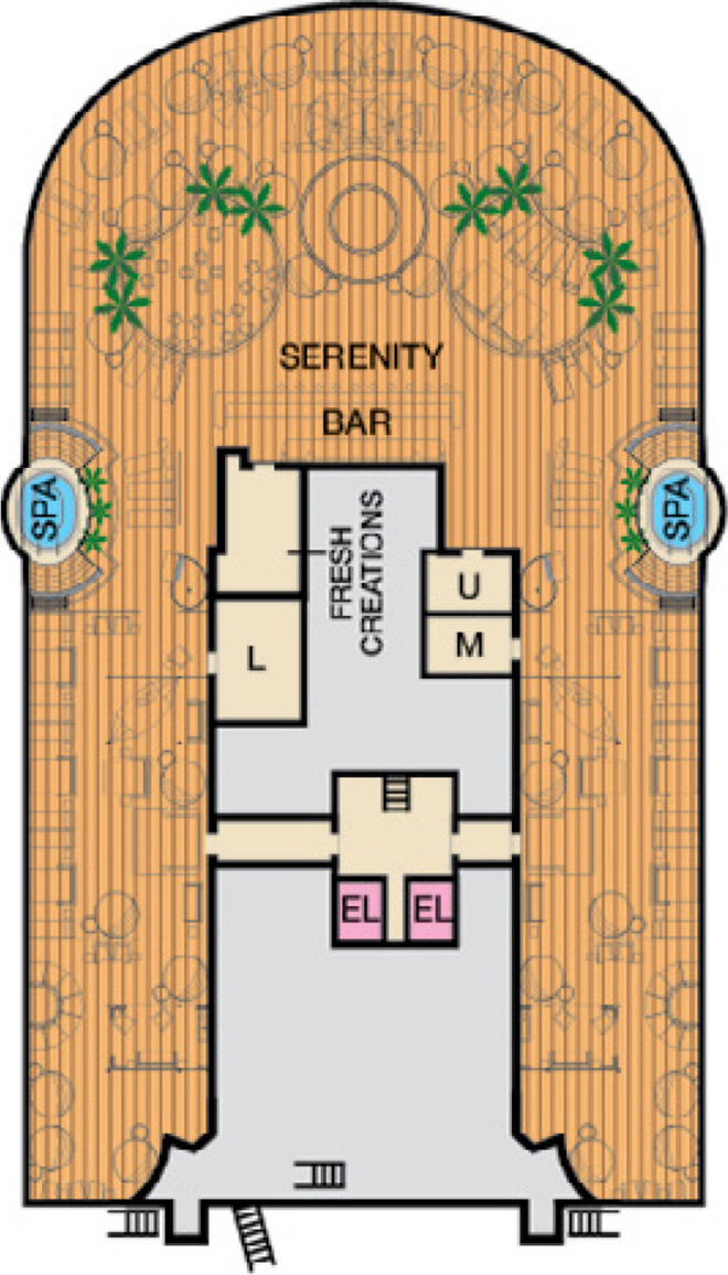 Serenity (Deck 15) deck plan for Carnival Horizon